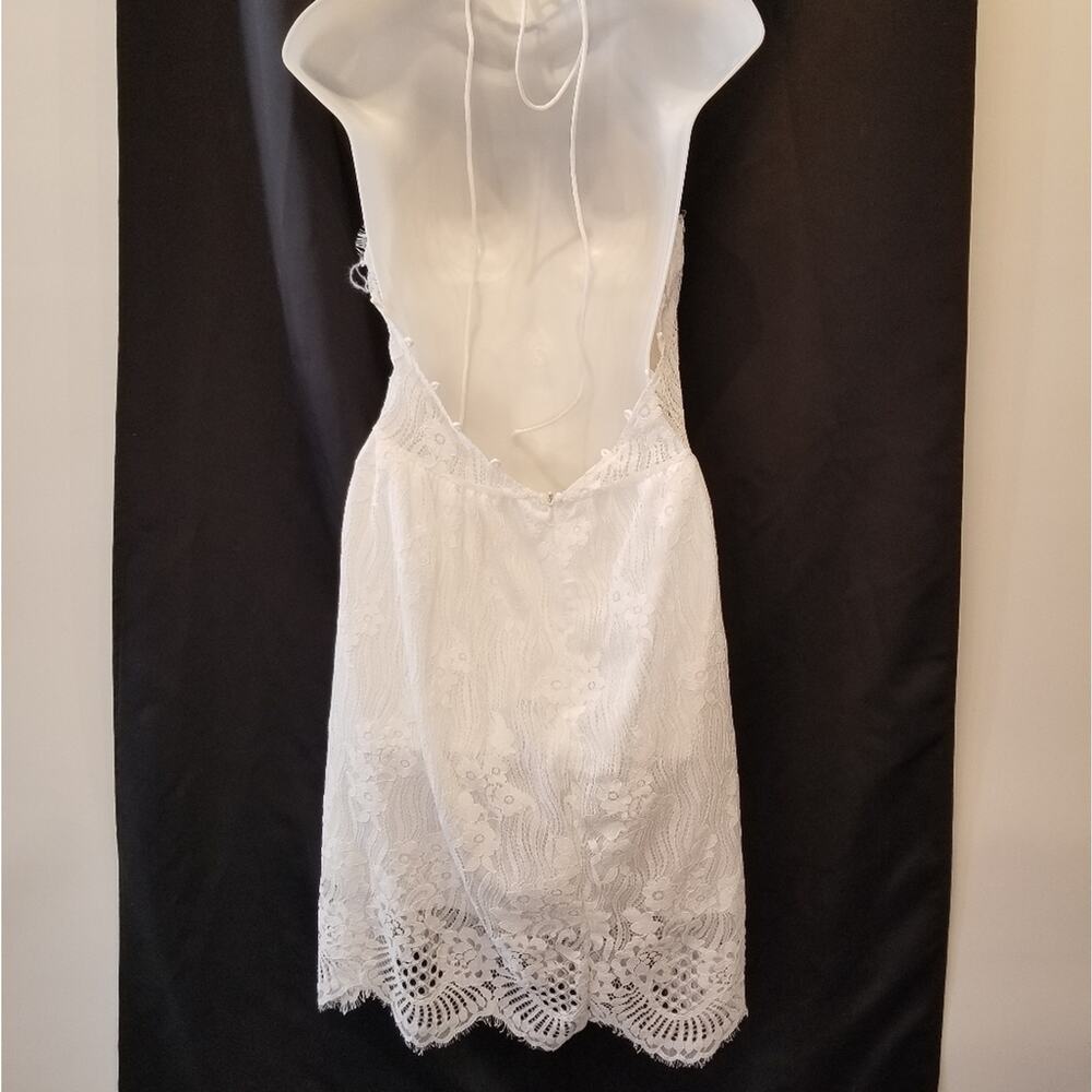 White Mini Dress Lace Spaghetti Strap Backless Sexy Summer Size‎ XL - Picture 9 of 16
